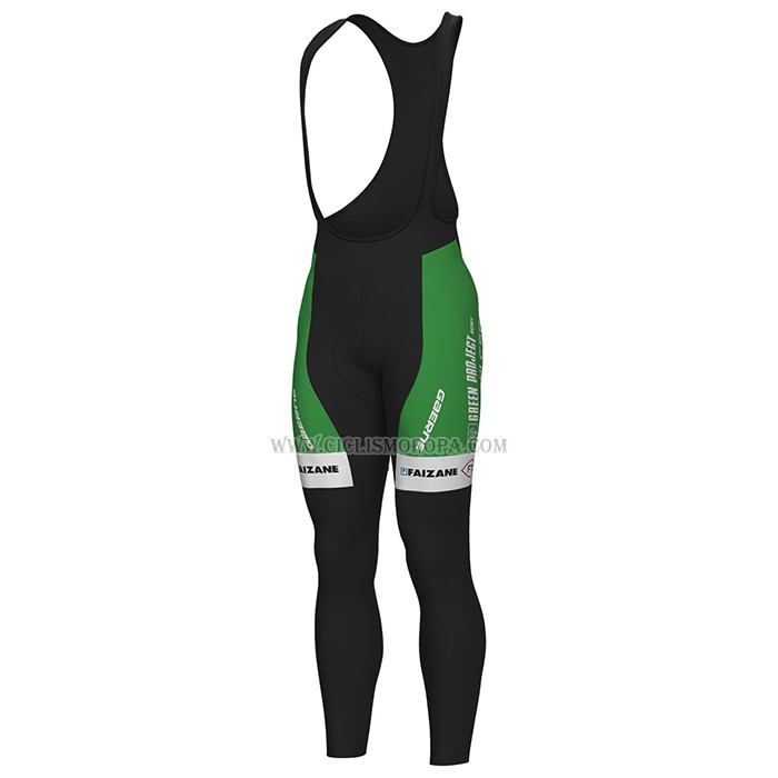 2023 Ropa Ciclismo Bardiani Csf Faizane Verde Blanco Mangas Largas y Culotte Largo